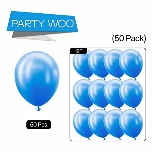 Image of PartyWoo 50 PCS 12 Inch Pearl Azure Blue Balloons, Blue Balloons for Birthday, Baby Shower, Wedding Decorations