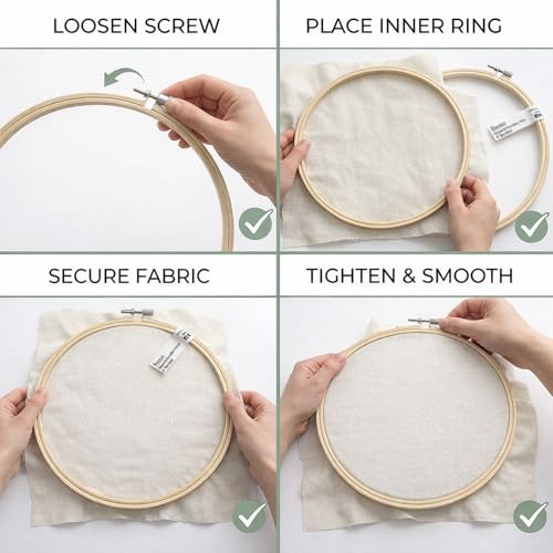Image of Essentials By Leisure Arts Wood Embroidery Hoop 14 inch Bamboo - Wooden Hoops for Crafts - Embroidery Hoop Holder Cross Stitch Cross Stitch Hoops and Frames