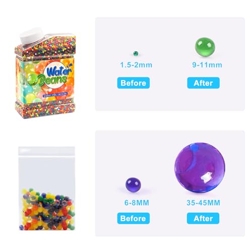 YESLUSY Wasserperlen Bunte 50000 & 200 XXL, Ungiftig für Pflanzen, Blumen, Vase Füllstoff und Deko