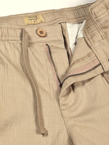 Image of Thomas Scott Men's | Solid | Light Weight | Breathable Fabric | 6 Pocket | Ankle Length | Mid Rise | Regular Fit | Linen | Elasticated with Drawstring | Chino Trouser | Pants