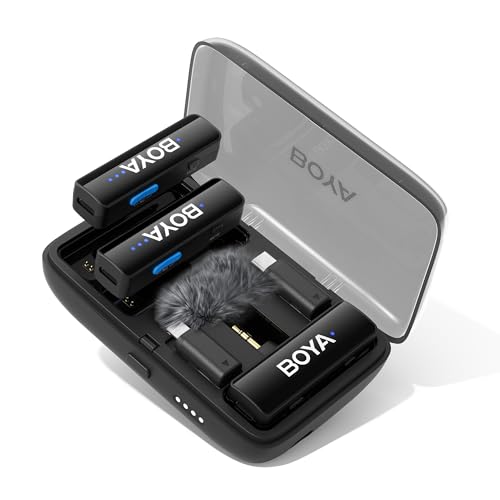 BOYA BOYALINK Microphone de Lavalier sans Fil pour iPhone Appareil Photo Android, Mini Lapel Mic, 48 KHz 24 Bit, Batterie 30h, Réduction de Bruit, Clip on Mic...
