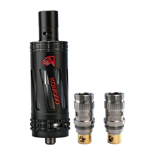 V-MOD 10ml Vape Verdampfer Tank mit Universal 510er Gewinde Inkl. 0 15 & 0 7 Coils Nachfüllbarer E-Zigaretten Tank für maximale Dampfwolken Ohne Nikotin Ohne Liquid(Schwarz)