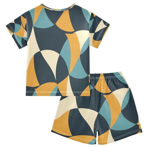 Abstract Color Kids Pjs Set Boys Girls Summer Short-Sleeve Sleepwear Pajamas 2PCS2