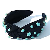 CULHEITE Jeweled Headbands for Women Embellished Crystal Hair Band Turquoise Baroque Style Black Headband for Girls Fashion Hair Accessories