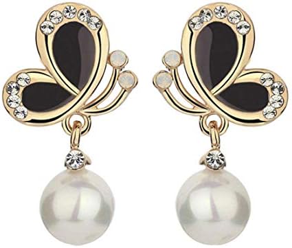 Yellow Chimes Fashion Women Earrings | Gold Toned Black Color Crystal Earrings