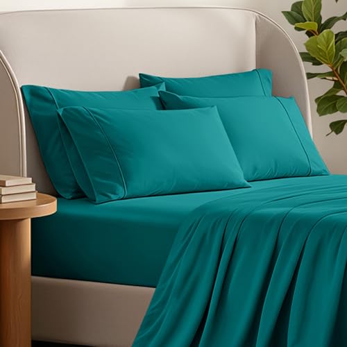 Image of Bare Home Microfiber Bulk Pillow Cases - Standard /Queen Size Set of 4 - Cooling Pillowcases - Double Brushed - Emerald Pillowcases 4 Pack - Easy Care (Standard - 4 Pack, Emerald)