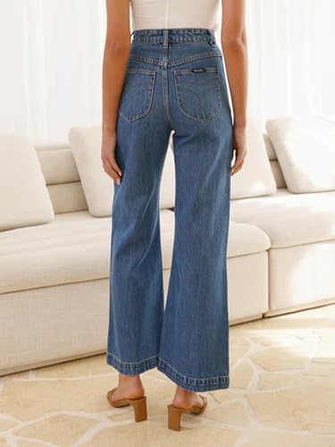 Conshvi Women's Wide Leg Cropped Jeans High Waisted Baggy Capris Jeans Loose Boyfriends Stretch Denim Ankle Pants4