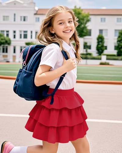 Image of KEREDA Girls Skirt Kids Casual 3-Layer Ruffle Skort School Uniform Skirts for Girls