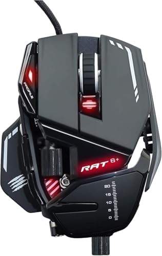 Produits high tech 28 Mad Catz Rat 8+ Souris Gamer Filaire USB - Souris Ergonomique 11 Boutons Programmables - Capteur Optique Pixart3389 16000 DPI - Souris Gaming Pour PC Noir Avec Led Rouge Et Repose Poignet Reglable