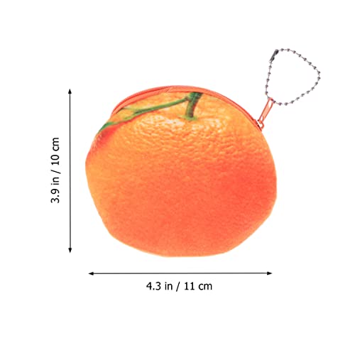 Milisten Orange Coin Wallet for Kids Mini Plush Fruit Purse with Zipper and Keychain Cute Small Coin Pouch for Girls2