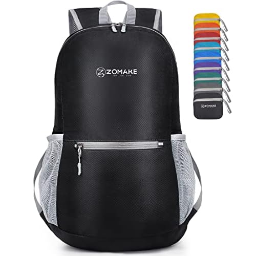 ZOMAKE Ultra Lightweight Hiking Backpack 20L, Packable Small Backpacks Water Resistant Daypack for Women Men(Black)