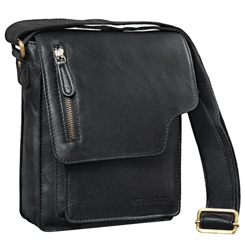 Sacoche bandoulière pour hommes STILORD Pete en cuir marron vintage pour tablette