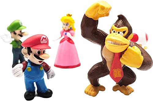 ADW Conjunto de 6 peças Super Maria, Princesa Super Mario Bros, Tartaruga, Cogumelo, Orangotango, Su