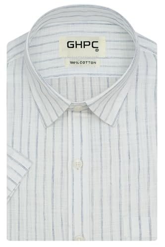 Image of GHPC 100% Cotton Striped Half Sleeves Regular Fit Formal Shirt for Men