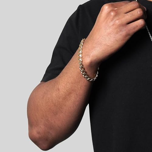 Invicta Bracelet for Men, Stainless Steel Curb Link Chain Jewelry, 8.5mm-11.5mm, 8.5"-9"4