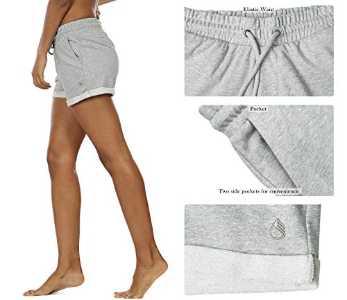 icyzone Workout Lounge Shorts for Women - Athletic Running Jogging Cotton Sweat Shorts(Pack of 2)4