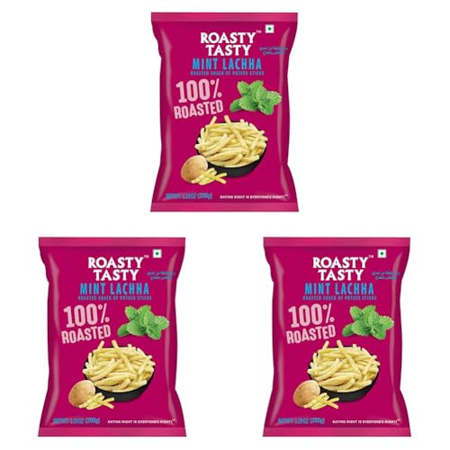 Image of Roasty Tasty Minty Lachha | Roasted Potato Sticks | Healthy Snacks | Roasted Namkeen Snack | Guilt Free | Diet Chiwda | Rich in Protein | Perfect Snack for All Occasions | Potato Flakes | 200g