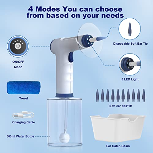 Electric Ear Wax Removal Kit With Softspray Safe And Effective Ear Cleaner With 4 Pressure Settings For Ear Wax Buildup Complete Ear Cleaning Irrigation Kit For Adults And Kids, Navy Blue #TOP3