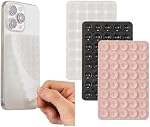 3 Pack Silicone Sticky Grip Holder for Cellphone, Silicone Suction Cup Phone Mount Hands-Free Double Sided Strong Grip Phone Holder for Selfie & Videos, Pink/Black/Transparent