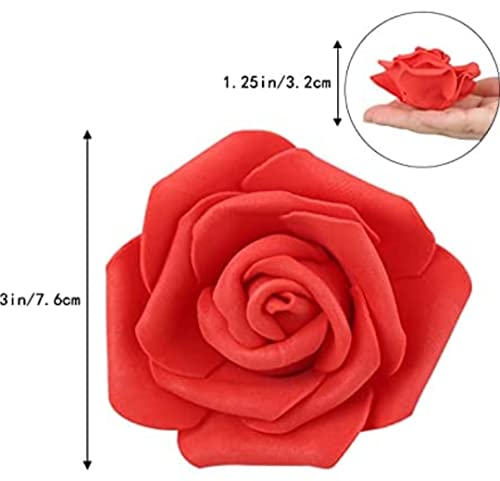 Image of VRB Dec 24 pcs Rose Artificial Flowers for Decoration,Artificial Flower,Flower for Hair Styling,Flower for Pooja, for Home Decor,Diwali.(24pcs -Red Big Foam Rose)