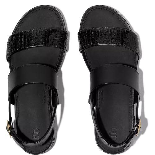 FitFlop Women's Gracie Sequin Leather Back-Strap Sandals Wedge4