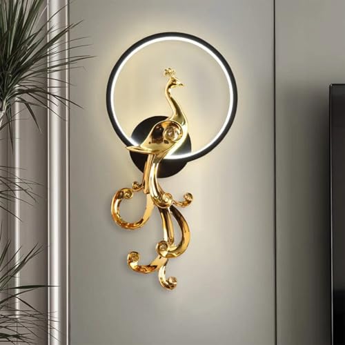 Image of Harold Electricals Metal Modern Peacock Wall Light | Wall Lamp Fixture for Living Room, Bedroom, Hall- Pack of 1 (Inbuilt Led) (Right)