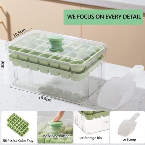 Bandejas para cubitos de hielo con tapa y contenedor, 56 piezas miniatura 5