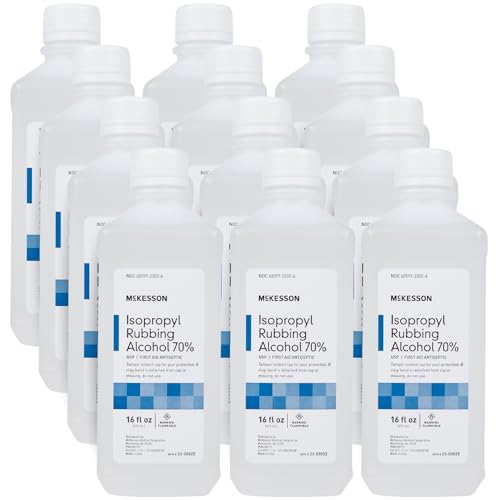 Mckesson Isopropyl Rubbing Alcohol 70% [12 Count] Usp First Aid Antiseptic, 16 Oz