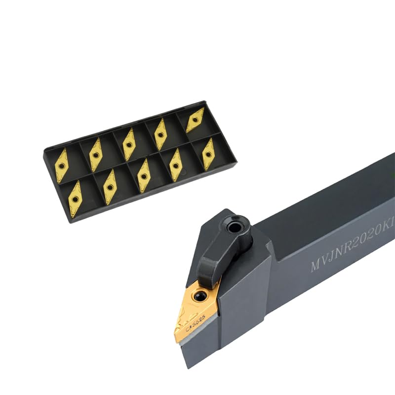1pc MVJNR2020K16 MVJNR1616K16 MVJNR2525M16 External Turning Tool Holder 10pcs VNMG Carbide Inserts MVJNR Lathe Cutting Tools(MVJNR2020K16,NO Insert)