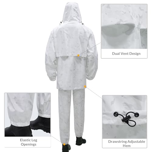 Image of LOOGU Men's Rain Suit - Rain Gear for Men Waterproof, Lightweight Rain Coat, Breathable Mens Rain Jackets Hood and Pants