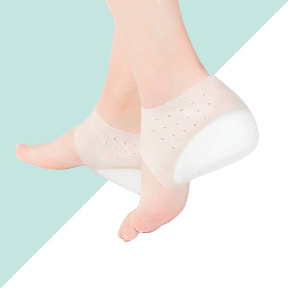 HEALLILY Silicone Heel Covers Height Increase Insoles Inserts Gel Heel Cushion Plantar Fasciitis Inserts Pads Heel Guards Supports for Foot Leg Length Heel Relief (5cm) 4
