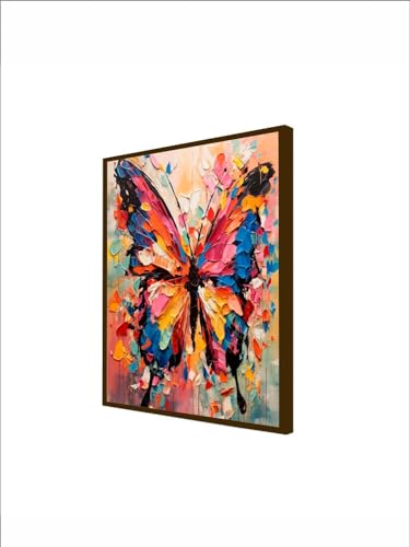 Image of Artsense Painting for wall decoration Abstract wall painting for living- Colorful butterfly painting for home decoration with frame-Multicolor /20x20 inches /(50x50 cm)