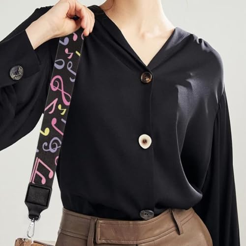 Image of Coldinair Music Notes Wide Shoulder Strap Adjustable Replacement Belt Guitar Crossbody Bag Straps Handbag Strap Canvas Straps Luggage Strap