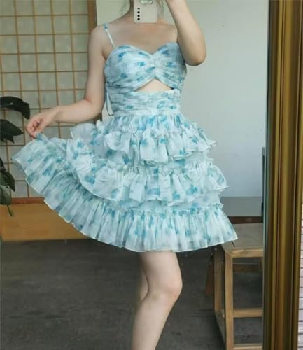 RSOETOO Fairy Homecoming Dresses Short for Teens Flower Embroidery Tiered Puffy Prom Dresses RO1574