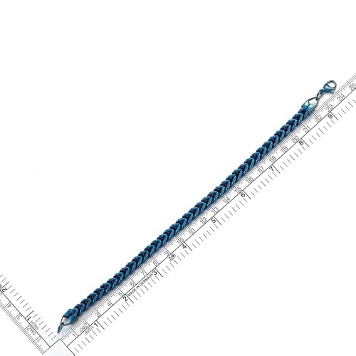Pulsera de cadena cubana de acero inoxidable azul para hombre miniatura 4