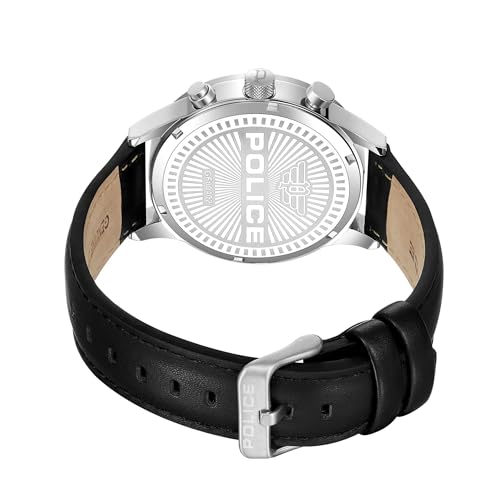 Image of Police Quartz Multifunction Green Dial Black Leather Strap Watch for Men - PLPEWGF0040201