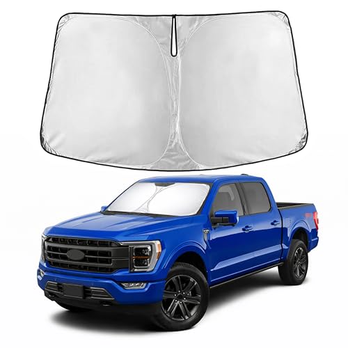 Image of EcoNour Windshield Sunshade for Ford F-150 2021-2026 | Custom Fit Front Window Sun Shade | Blocks Harmful UV Rays & Reduces Heat | Foldable Sun Visor with Storage Pouch