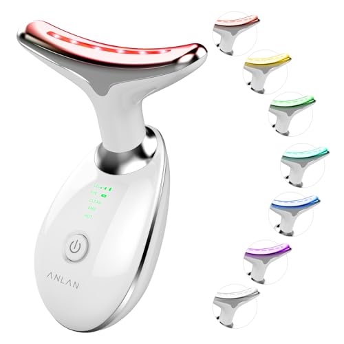 ANLAN Red Light Therapy Face Massager, Skin Face Lift Device with 7 Colors, 3 Modes Led Facial Sculptor for SkinTightening & Neck Lifting, 45°C EMS Massage Face Toning Firming Machine for Women