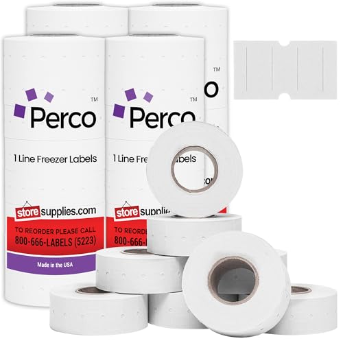 Etiquetas de precios en blanco Perco para fechadoras de 1 línea y congelación
