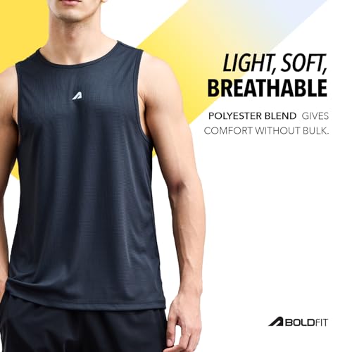Image of Boldfit Men's Polyester Regular Fit Vest - Multipurpose Sando for Gym, Running, Outdoor - Sleeveless Undershirt, Round Neck Baniyan - Quick Drying, Breathable