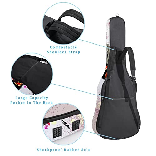Housse étanche pour guitare acoustique avec double bandoulière et poche Motif champignons et fleurs, cœurs, oiseaux… - Les Beatles, Paul McCartney, John Lennon, RIngo Starr, George Harrison Housse étanche pour guitare acoustique avec double bandoulière et poche Motif champignons et fleurs, cœurs, oiseaux… – Image 4