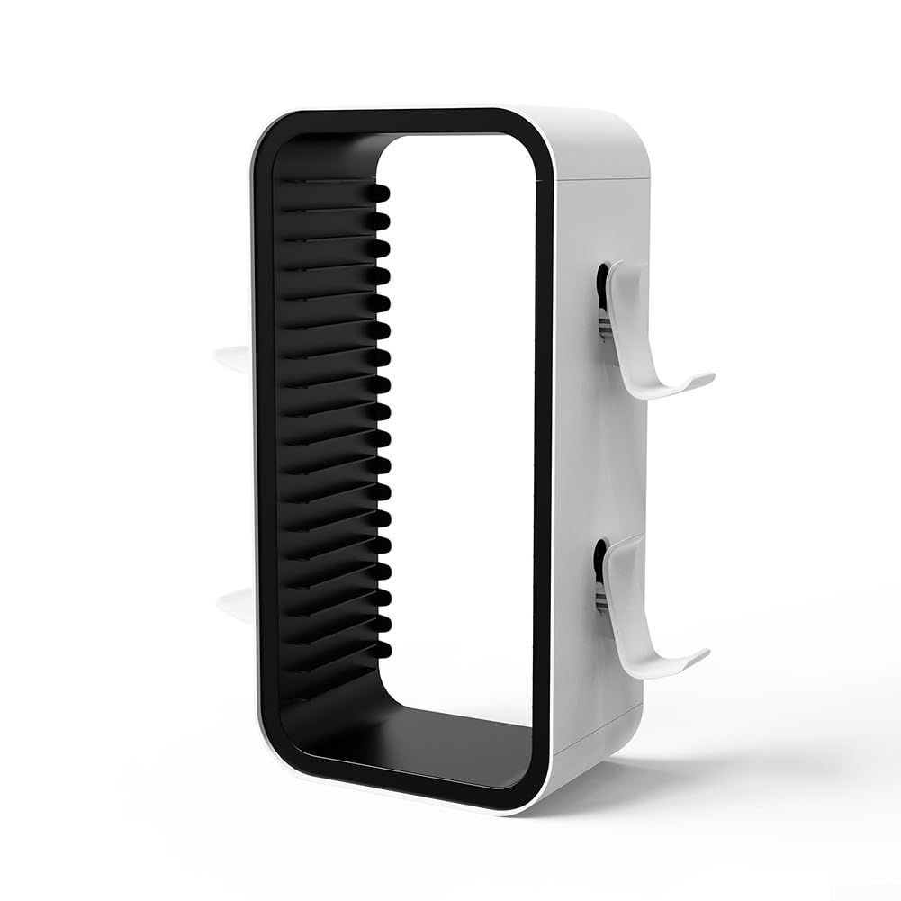Torre di archiviazione per PS5, può contenere 18 dischi, in ABS, organizer salvaspazio, accessorio da gioco nero verde rosso (nero e verde)