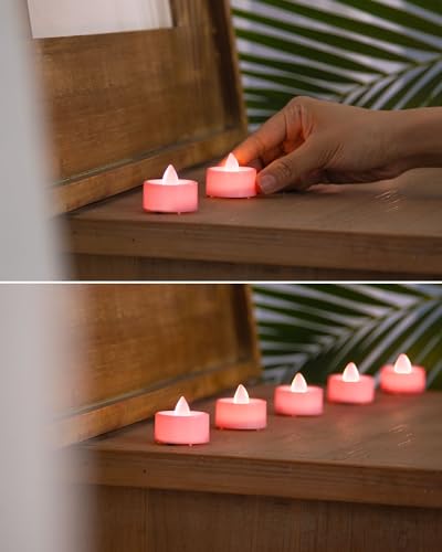 Image of BEICHI Flameless Candles, 24-Pack LED Tea Lights Candles Battery Operated, Electric Fake Tealight Candle, Votive Candle Bulk for Wedding, Party, Home Decor (Pink Candles)