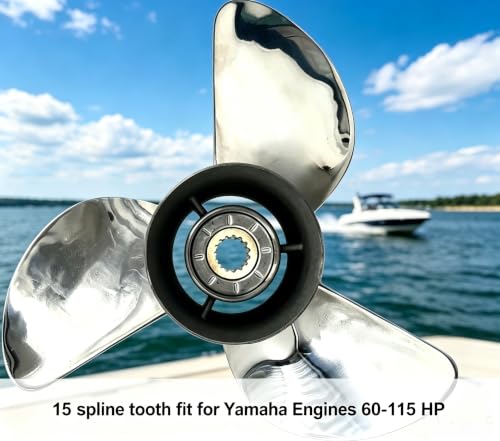 Image of 13 1 /4 x 17 Stainless Steel Outboard Propeller for Yamaha Engines 60-115 HP Reference 6E5-45945-01-EL, 15 Tooth