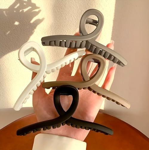 Image of PACTIV Versatile Square Cross-shaped Claw Clips For Girls, Fashion Daily Hair Clip, Fashion Hair Styling Accessories for Girls, Large Hair Clips for Women Thick Hair Round Clip (Multi-color)
