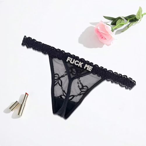 Image of UIASKOWP Personalized Thong With Special Word Funny Custom Underwear Thong Low Rise Sexy G-String for Women