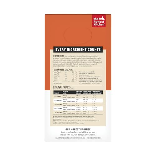 Image of The Honest Kitchen Human Grade Wholemade Dehydrated Dog Food, Grain Free Dog Food, Beef, 4 lb (makes 16lbs)