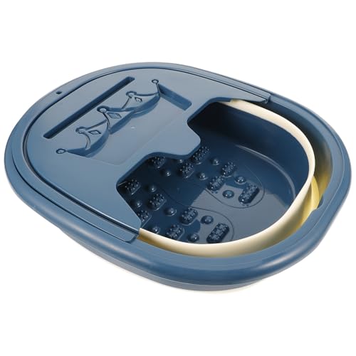 FRCOLOR Cubo Plegable para Baño de Pies Tapa Azul Recipiente para Remojar y Masaje de Pies Portátil y Resistente Adecuado para Spa de Pedicura y Uso Doméstico