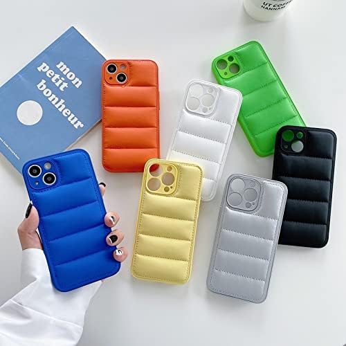 Funda acolchada para teléfono, bonita chaqueta suave y suave con tacto de plumón 3D, cobertura completa, forro de microfibra antiarañazos para