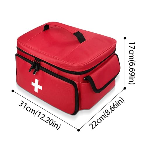 Image of Medicine Storage Bag, Empty First Aid Bag, Medicine Organizer and Storage Bag Empty, Pill Bottle Organizer for Emergency, First Aid Box Family Zippered Medicine Bag for Home and Travel